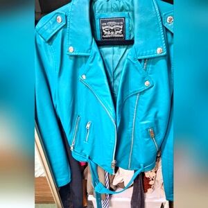 Levi's Vegan Leather Moto Jacket Turquoise